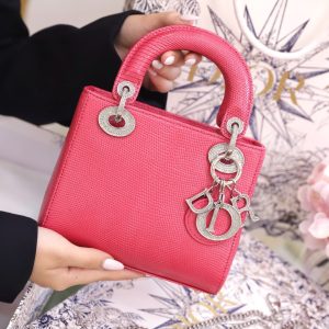 Dior Lady Lizard Best Replica Bags Women Pink 17cm (2)