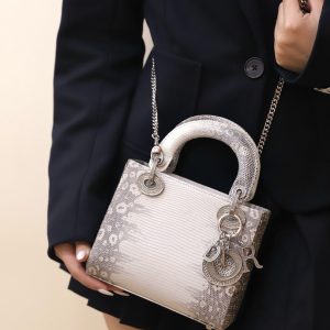 Dior Lady Lizard Womens Best Replica Bags 17cm (2)