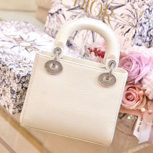 Dior Lady Lizard Womens Best Replica Bags White 17cm (2)