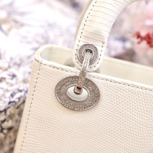 Dior Lady Lizard Womens Best Replica Bags White 17cm (2)