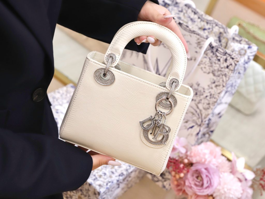 Dior Lady Lizard Womens Best Replica Bags White 17cm (2)