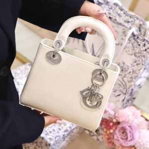Dior Lady Lizard Womens Best Replica Bags White 17cm (2)