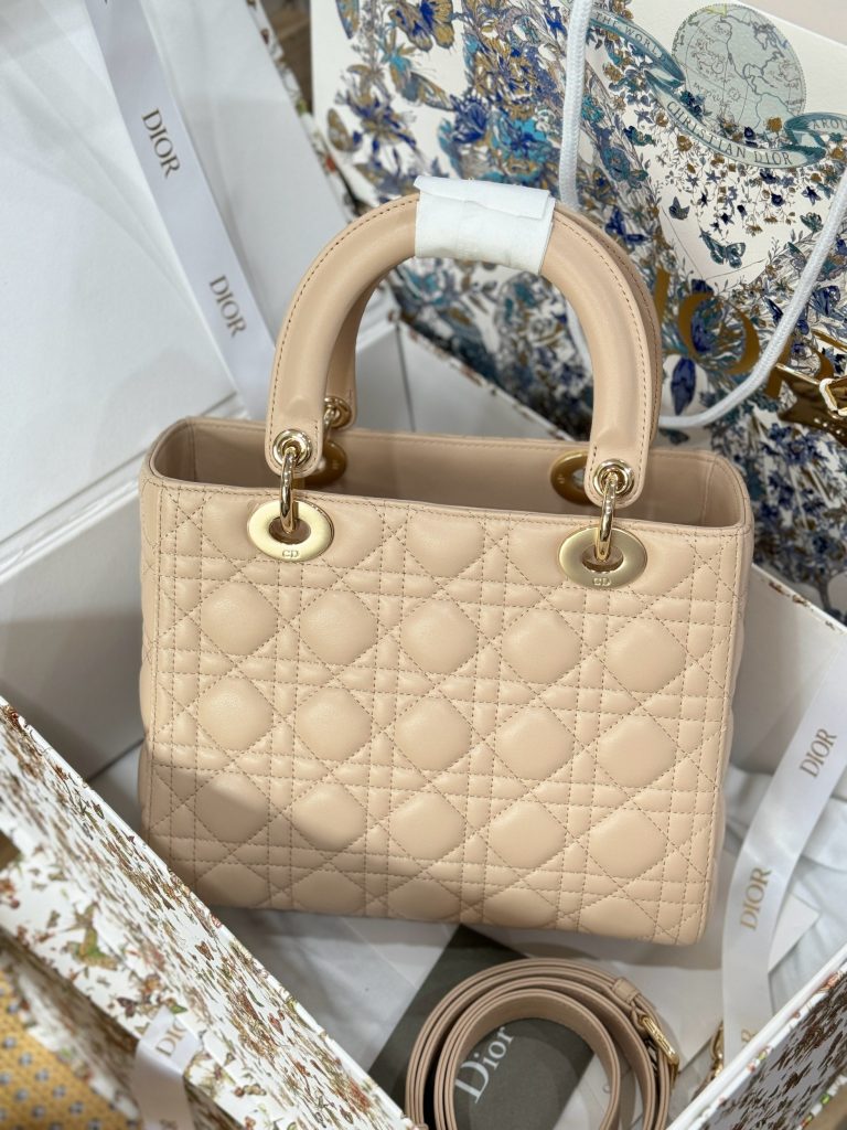 Dior Lady Womens Best Replica Bags Beige Colored 24cm (2)