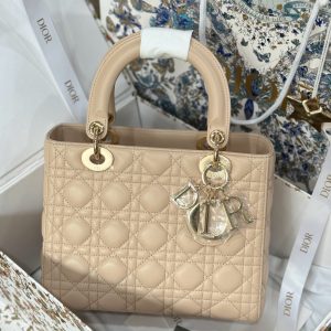 Dior Lady Womens Best Replica Bags Beige Colored 24cm (2)
