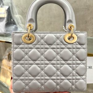 Dior Lady Womens Gray Sheepskin Best Replica Handbags 20cm (2)