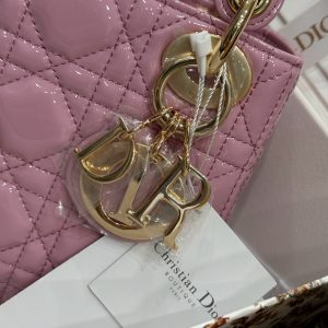 Dior Lady Womens Pink Best Replica Bags Lock Gold 17cm (2)