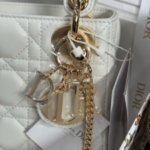 Dior Lady Womens White Best Replica Bags Gold Lock 17cm (2)