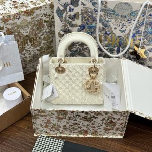 Dior Lady Womens White Replica Bags Pearls Embellishment 17cm (2)
