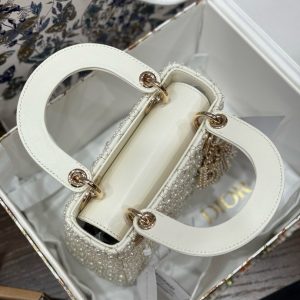 Dior Lady Womens White Replica Bags Pearls Embellishment 17cm (2)