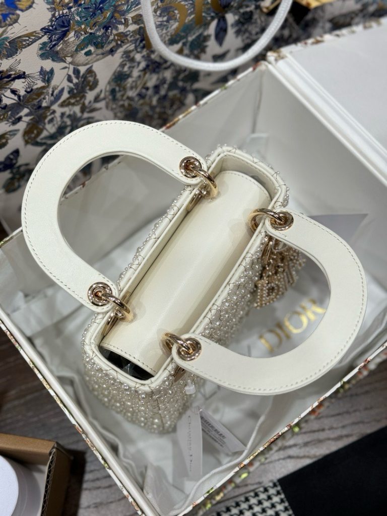 Dior Lady Womens White Replica Bags Pearls Embellishment 17cm (2)