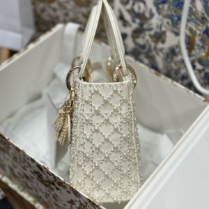 Dior Lady Womens White Replica Bags Pearls Embellishment 17cm (2)