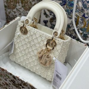 Dior Lady Womens White Replica Bags Pearls Embellishment 17cm (2)