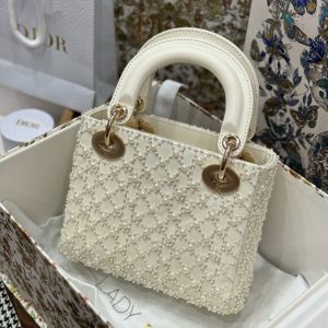 Dior Lady Womens White Replica Bags Pearls Embellishment 17cm (2)