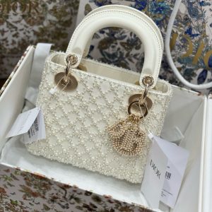 Dior Lady Womens White Replica Bags Pearls Embellishment 17cm (2)