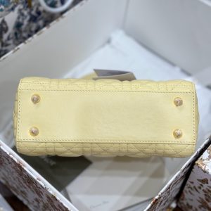 Dior Lady Womens Yellow Sheepskin Best Replica Bags 20cm (2)