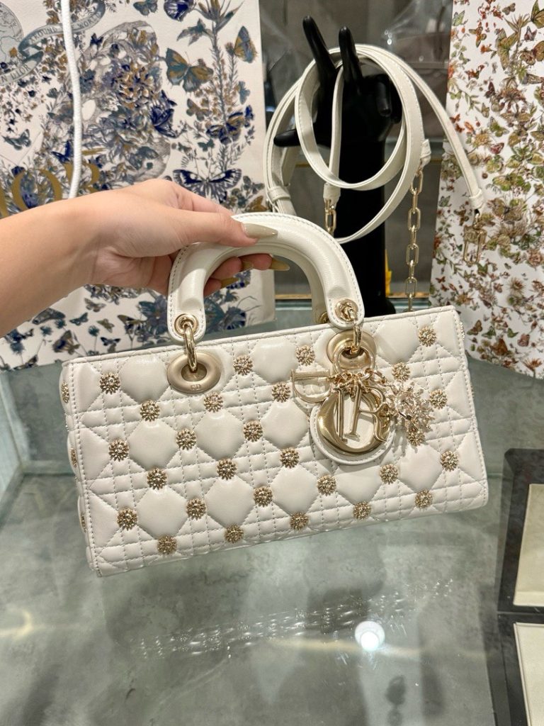 Dior Micro Lady D-Joy Womens White Sun Pattern Replica Bags 26x13 (2)