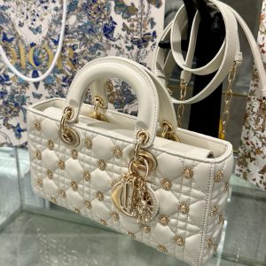 Dior Micro Lady D-Joy Womens White Sun Pattern Replica Bags 26x13 (2)