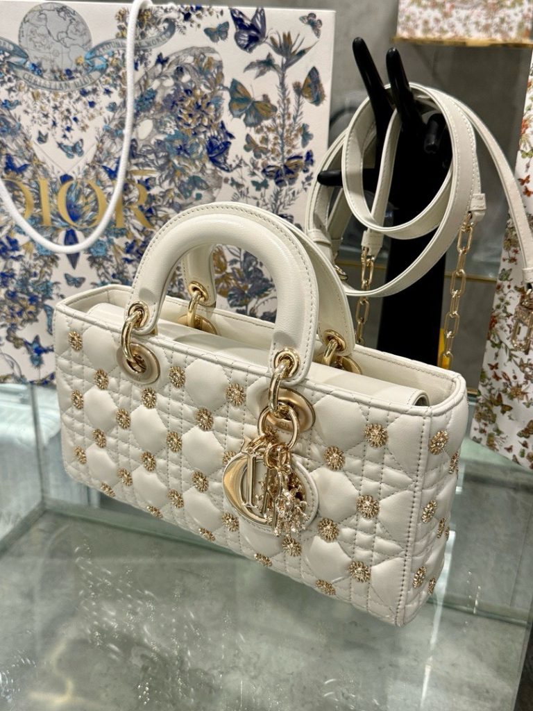 Dior Micro Lady D-Joy Womens White Sun Pattern Replica Bags 26x13 (2)