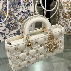 Dior Micro Lady D-Joy Womens White Sun Pattern Replica Bags 26x13 (2)