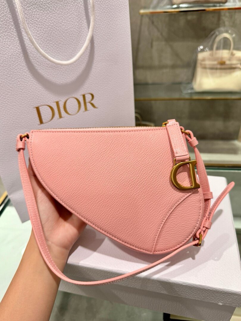 Dior Saddle Replica Bags Womens Cowhide Pink 20x15x4cm (2)