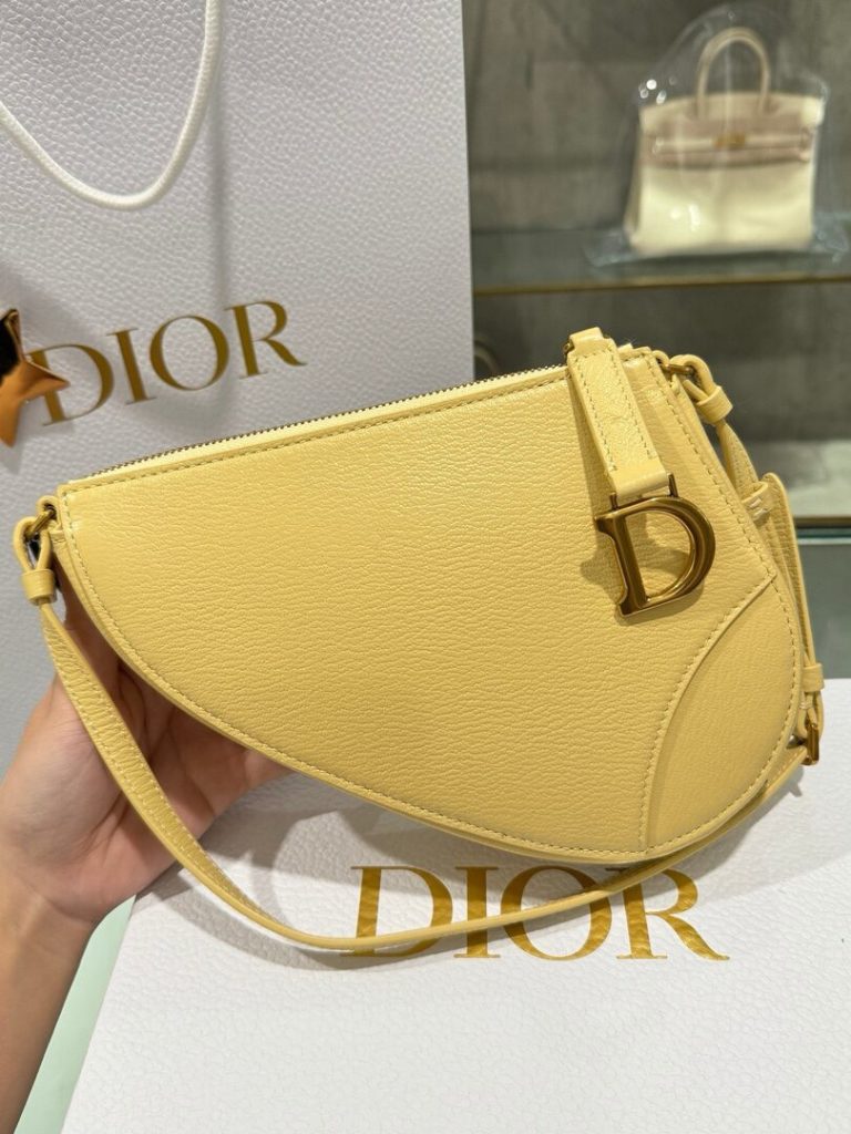 Dior Saddle Replica Bags Womens Cowhide Yellow 20x15x4cm (2)