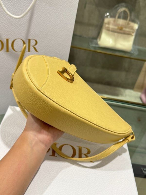 Dior Saddle Replica Bags Womens Cowhide Yellow 20x15x4cm (2)