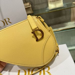 Dior Saddle Replica Bags Womens Cowhide Yellow 20x15x4cm (2)
