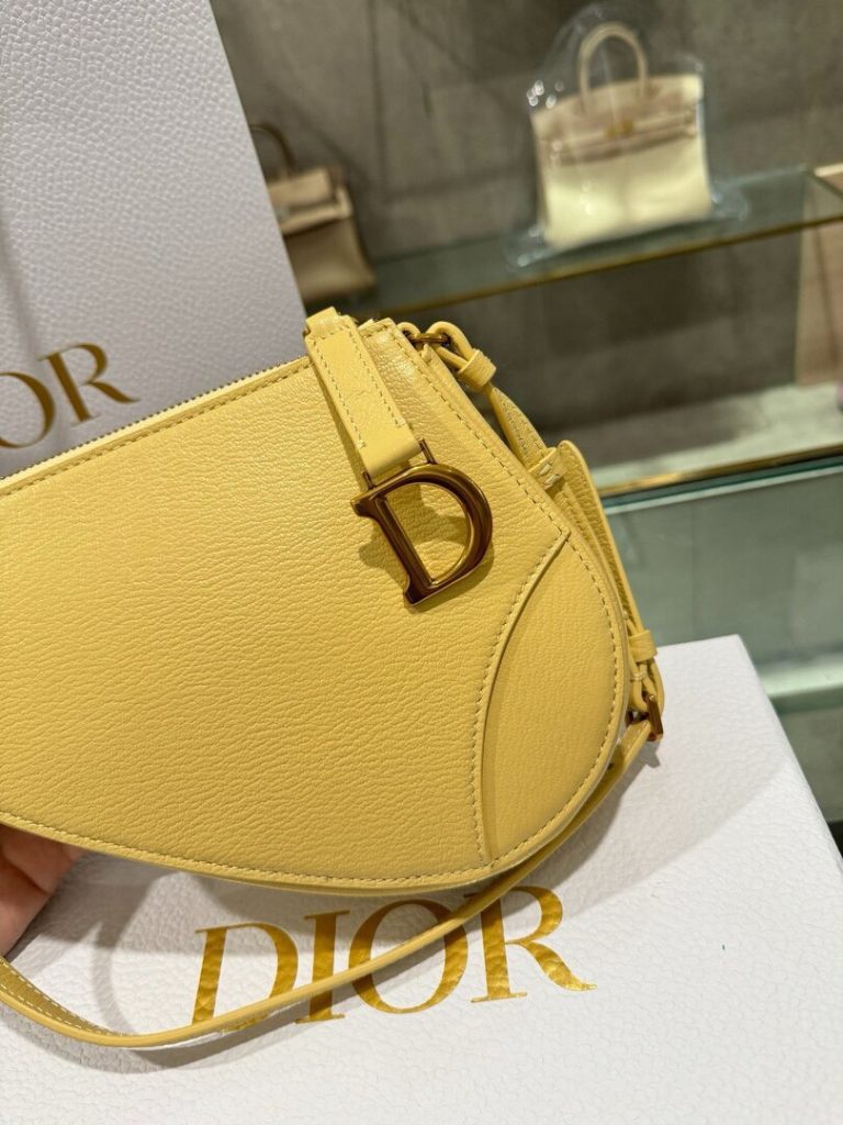 Dior Saddle Replica Bags Womens Cowhide Yellow 20x15x4cm (2)