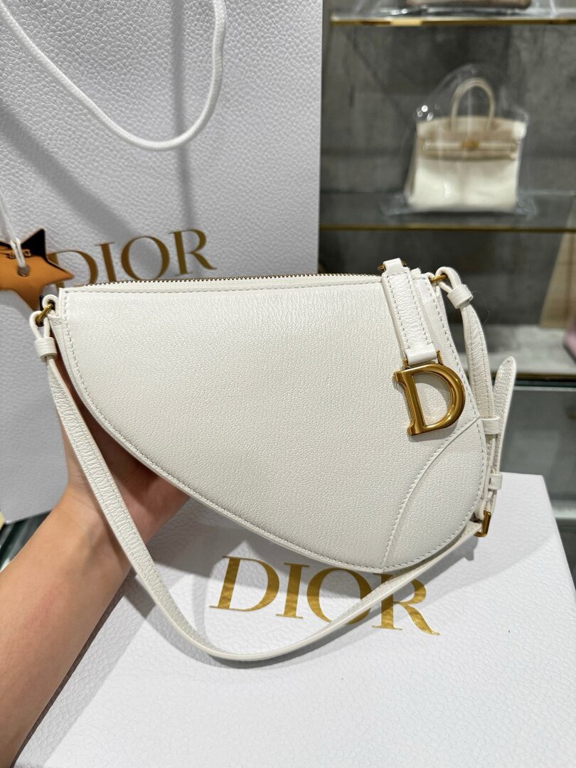 Dior Saddle Womens Replica Bags Cowhide White 20x15x4cm (2)