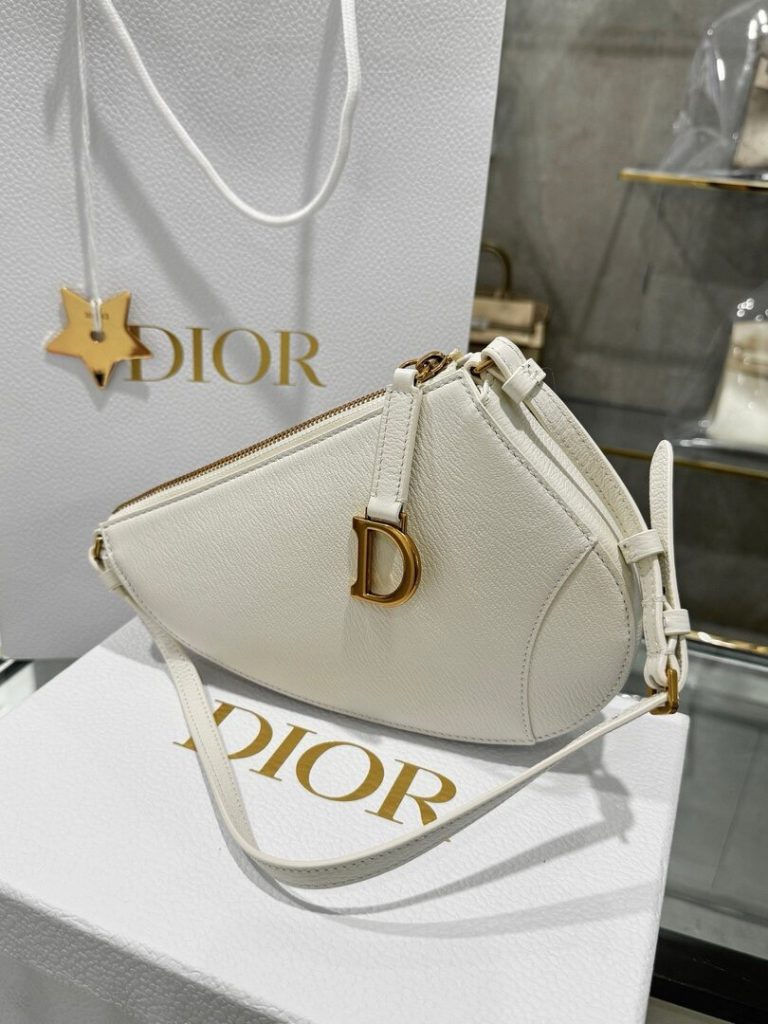 Dior Saddle Womens Replica Bags Cowhide White 20x15x4cm (2)