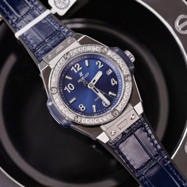 Hublot Big Bang One Click Titanium Blue Customs Moissanite Diamonds 39mm (1)