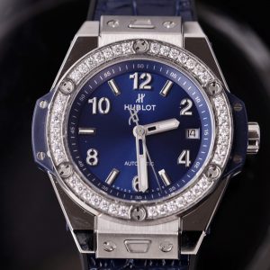 Hublot Big Bang One Click Titanium Blue Customs Moissanite Diamonds 39mm (1)