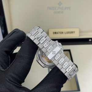 Patek Philippe Iced Out Nautilus 5719 Customs White Gold & CVD Diamonds Best Replica 40mm (4)