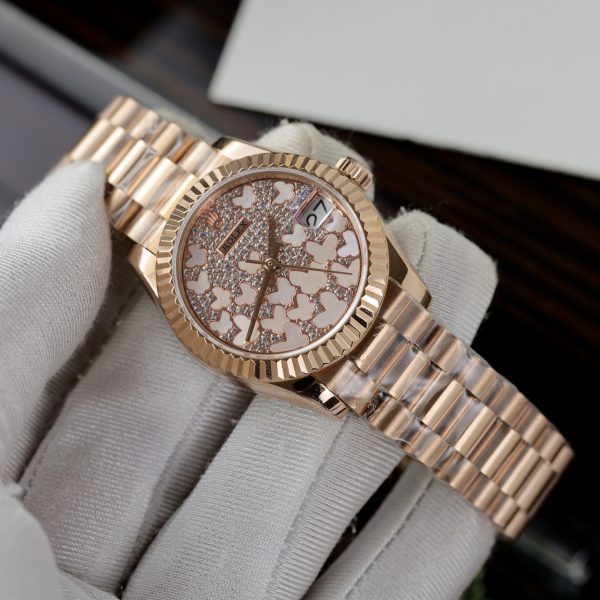 Rolex DateJust Butterfly Dial Best Replica Watch Rose Gold Women 31mm (3)