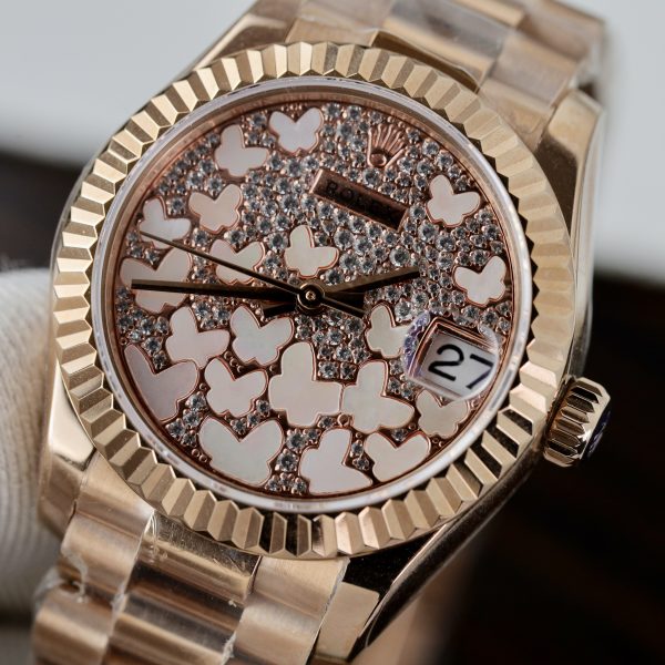 Rolex DateJust Butterfly Dial Best Replica Watch Rose Gold Women 31mm (3)