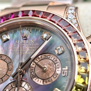 Rolex Daytona Rainbow Natural Diamond Watch with Gold Wrapped MOP Dial 40mm (11)