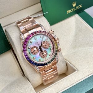 Rolex Daytona Rainbow Natural Diamond Watch with Gold Wrapped MOP Dial 40mm (11)