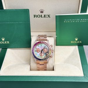 Rolex Daytona Rainbow Natural Diamond Watch with Gold Wrapped MOP Dial 40mm (11)