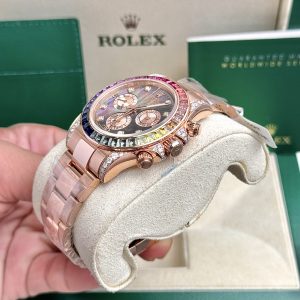 Rolex Daytona Rainbow Natural Diamond Watch with Gold Wrapped MOP Dial 40mm (11)