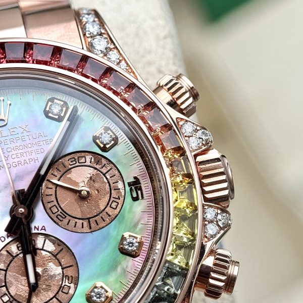 Rolex Daytona Rainbow Natural Diamond Watch with Gold Wrapped MOP Dial 40mm (11)