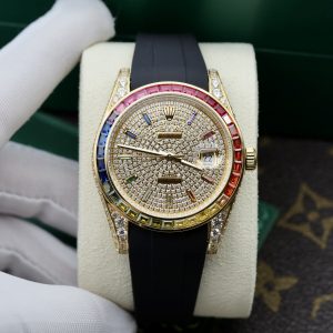 Rolex Fake Watches DateJust Rainbow Customs CZ Stones 41mm