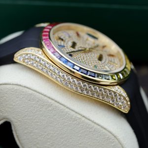 Rolex Fake Watches DateJust Rainbow Customs CZ Stones 41mm