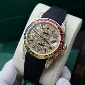 Rolex Fake Watches DateJust Rainbow Customs CZ Stones 41mm (5)