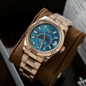 Rolex Sky-Dweller Gold Wrapped Blue Dial Best Replica 42mm (6)