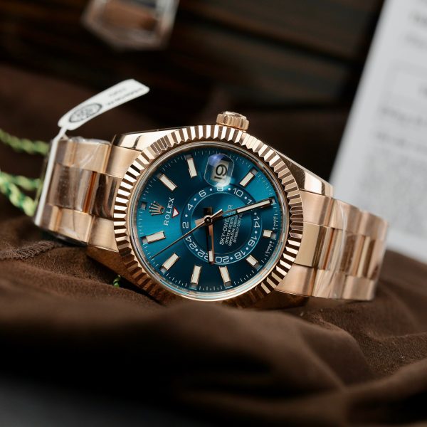 Rolex Sky-Dweller Gold Wrapped Blue Dial Best Replica 42mm (6)