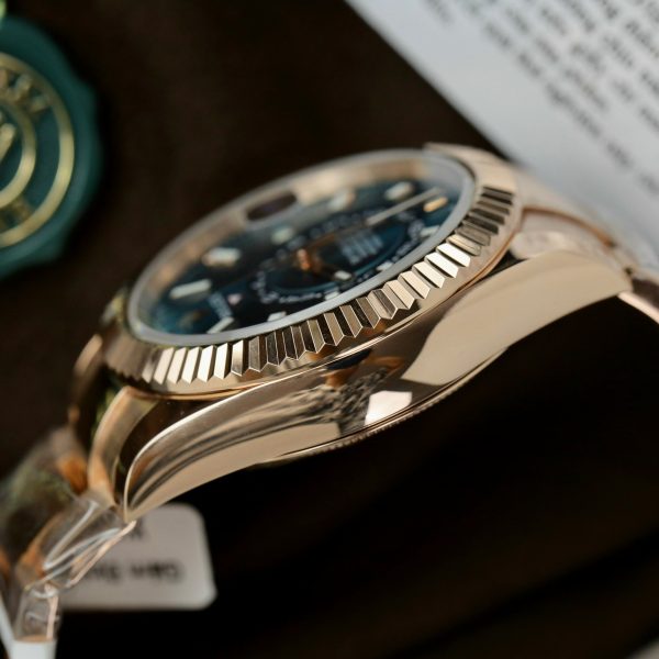 Rolex Sky-Dweller Gold Wrapped Blue Dial Best Replica 42mm (6)