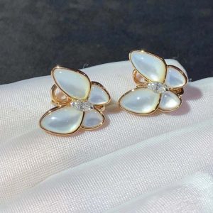 Van Cleef & Arpels Butterfly Earrings Mother Of Pearl Diamond 18K Rose Gold Custom (2)