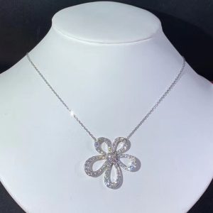 Van Cleef & Arpels Flowerlace Womens Necklace Custom Natural Diamond 18K White Gold (2)