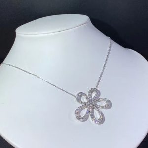 Van Cleef & Arpels Flowerlace Womens Necklace Custom Natural Diamond 18K White Gold (2)