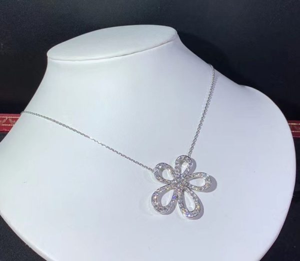 Van Cleef & Arpels Flowerlace Womens Necklace Custom Natural Diamond 18K White Gold (2)